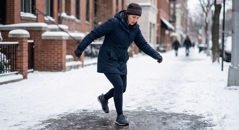 Moteris pastebėjo slidų takelį